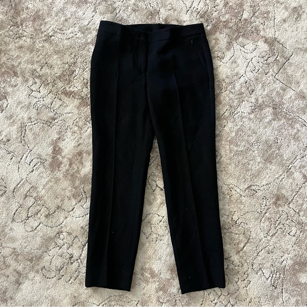 AKRIS for BERGDORF GOODMAN Mid Rise Wool Glitter Shimmer Straight Leg Pants